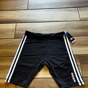 Nwt Girls Adidas Black White Climalite Elastic waist bike shorts XL 16 Stretch